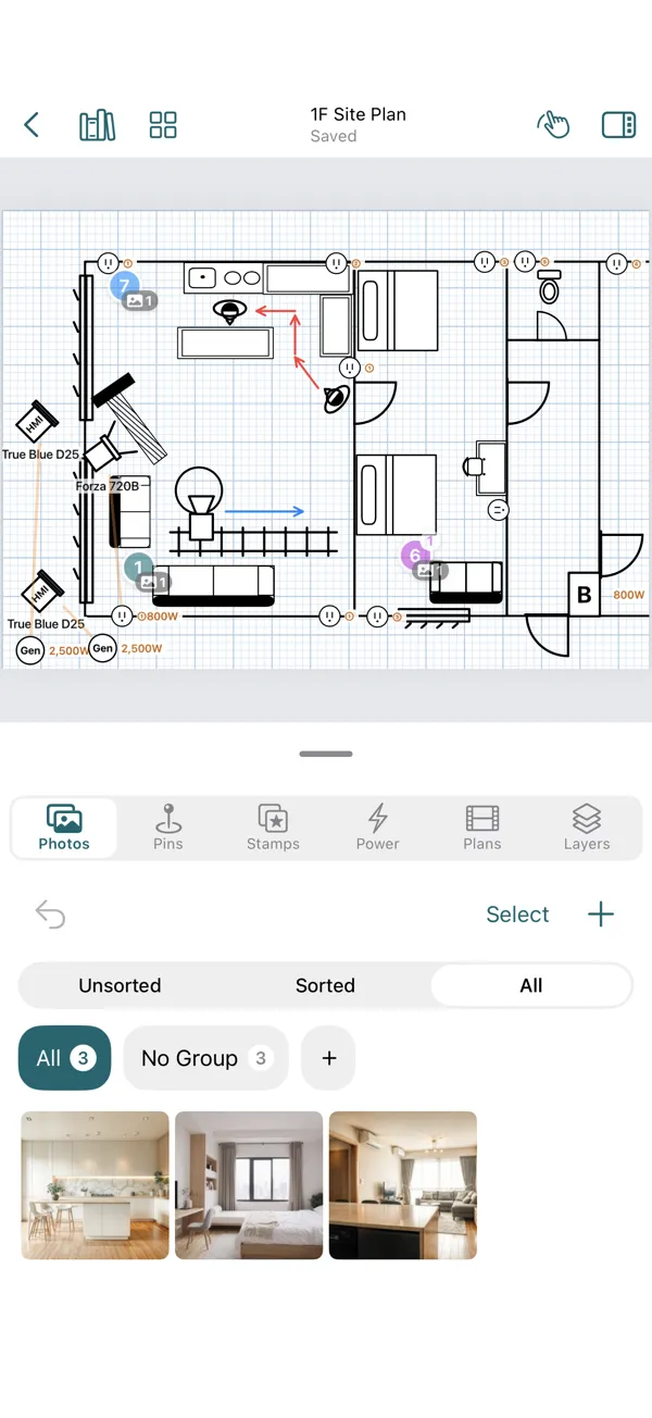 Scout photos organized into groups on iPhone.